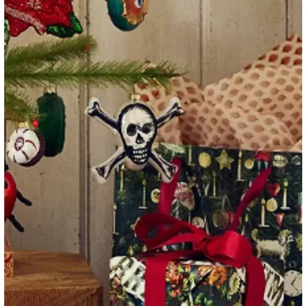 JOHN DERIAN Skull & Crossbones Glass Christmas Halloween Ornament Target 2025
